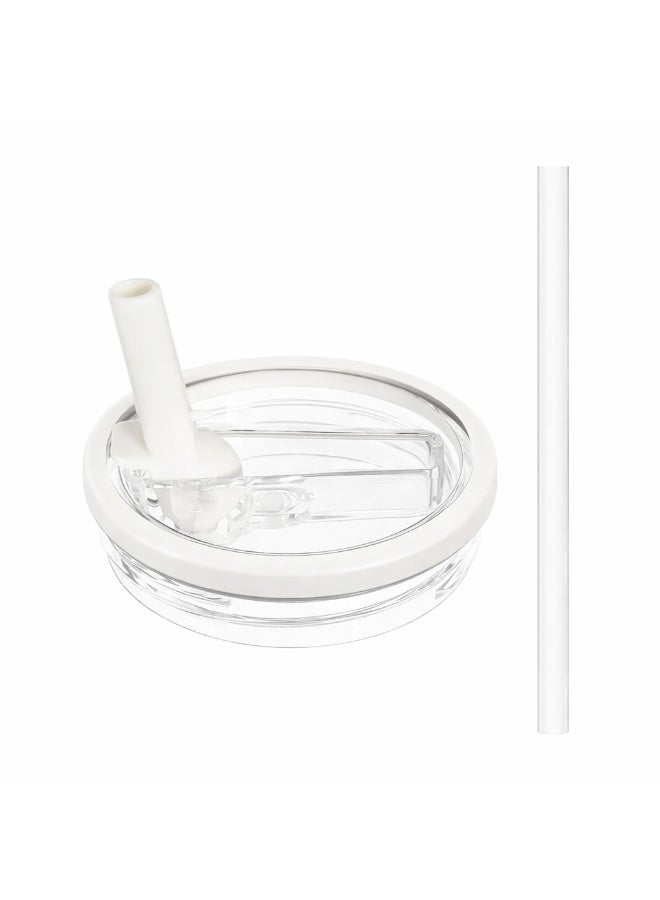 غطاء كوب مانع للتسريب – قطعة واحدة – بفتحتين للشرب، تصميم مريح وسهل الاستخدام، لون أبيض شفاف، مناسب للمشروبات الساخنة والباردة - Image 1